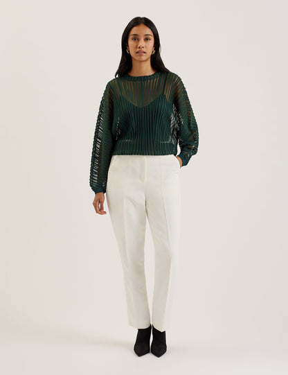 Ted Baker Nellay Sheer Textured Stripe Barrel Sleeve Jumper Women's
