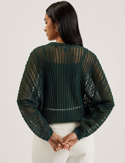 Ted Baker Nellay Sheer Textured Stripe Barrel Sleeve Jumper Women's