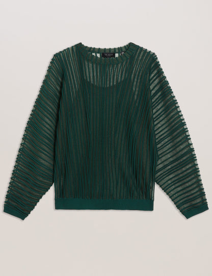 Ted Baker Nellay Sheer Textured Stripe Barrel Sleeve Jumper Women's