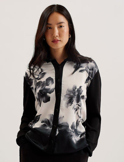 Ted Baker Gweenn Monochrome Print Woven Front Cardigan Women's