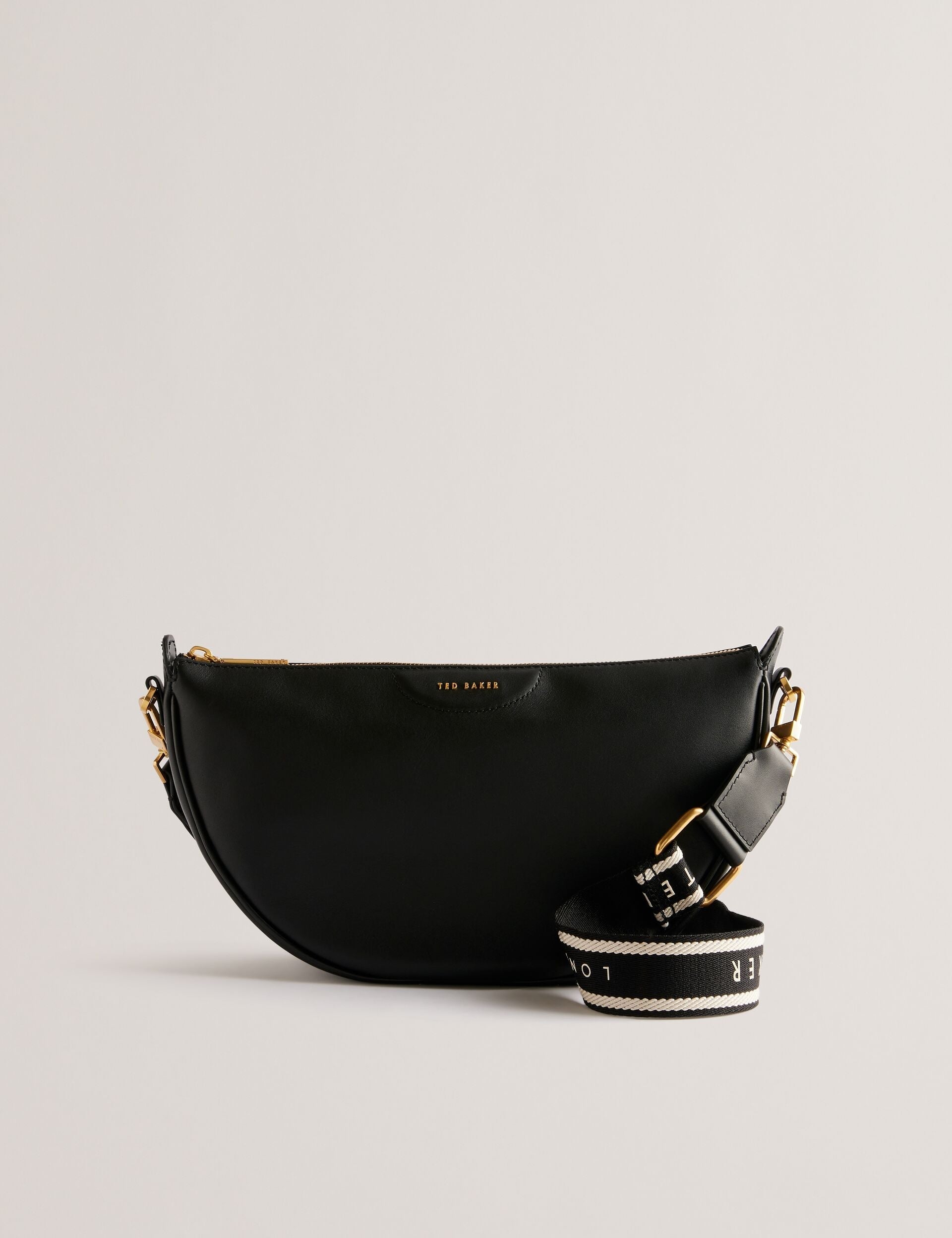 Ted Baker Essina Black Half Moon Leather Crossbody Bag Women's