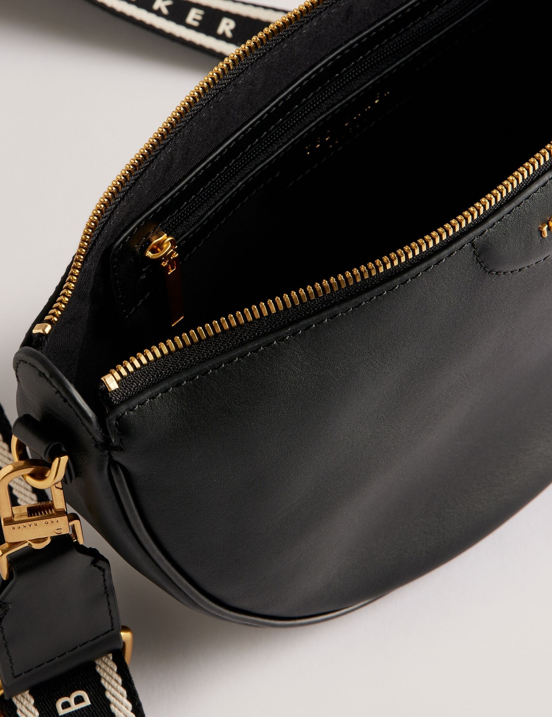 Ted Baker Essina Black Half Moon Leather Crossbody Bag Women's
