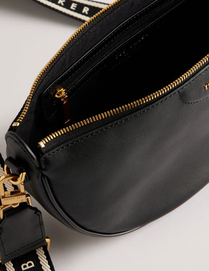 Ted Baker Essina Black Half Moon Leather Crossbody Bag Women's