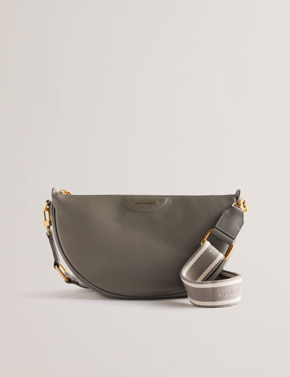 Ted Baker Essina Grey Half Moon Leather Crossbody Bag Women's