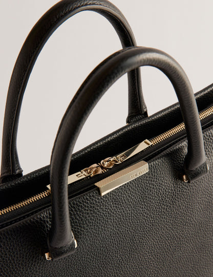 Ted Baker Rousaly Large Black Leather Hardware Detail Tote Bag Women's