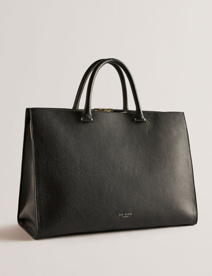 Ted Baker Rousaly Large Black Leather Hardware Detail Tote Bag Women's
