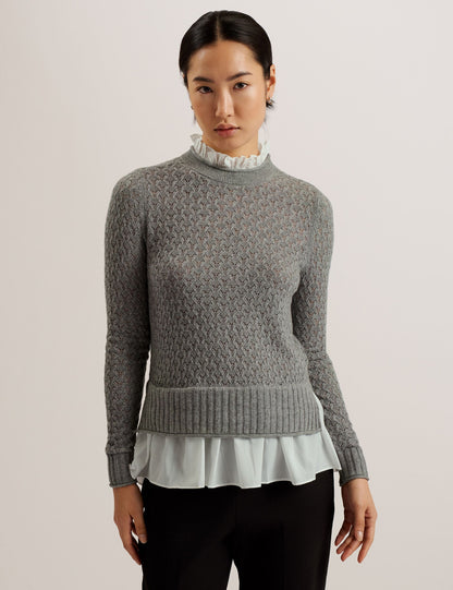 Ted Baker Holinas Pointelle Knit Jumper With Shirt Hem Women's