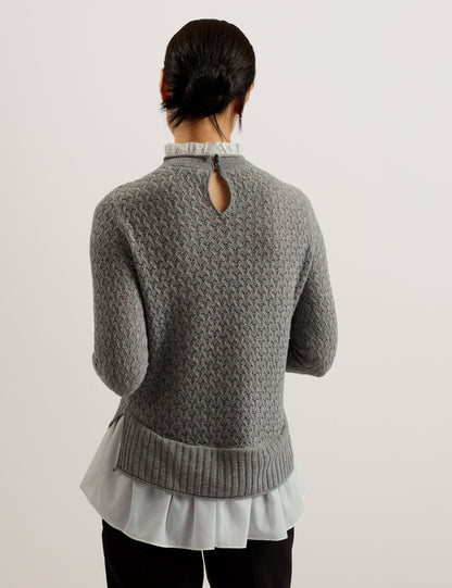 Ted Baker Holinas Pointelle Knit Jumper With Shirt Hem Women's
