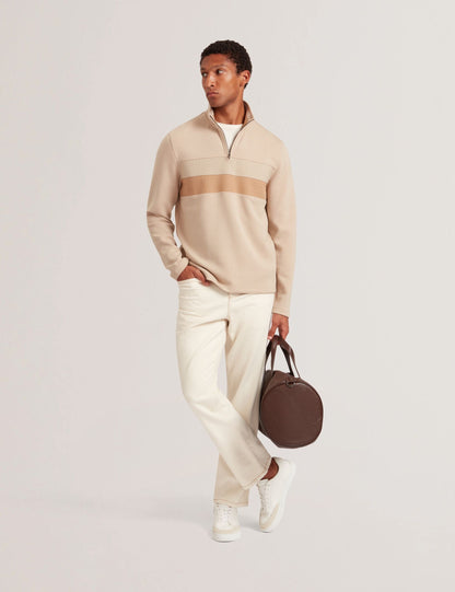 Ted Baker Viktoro Stripe Panel Zip Neck Sweatshirt