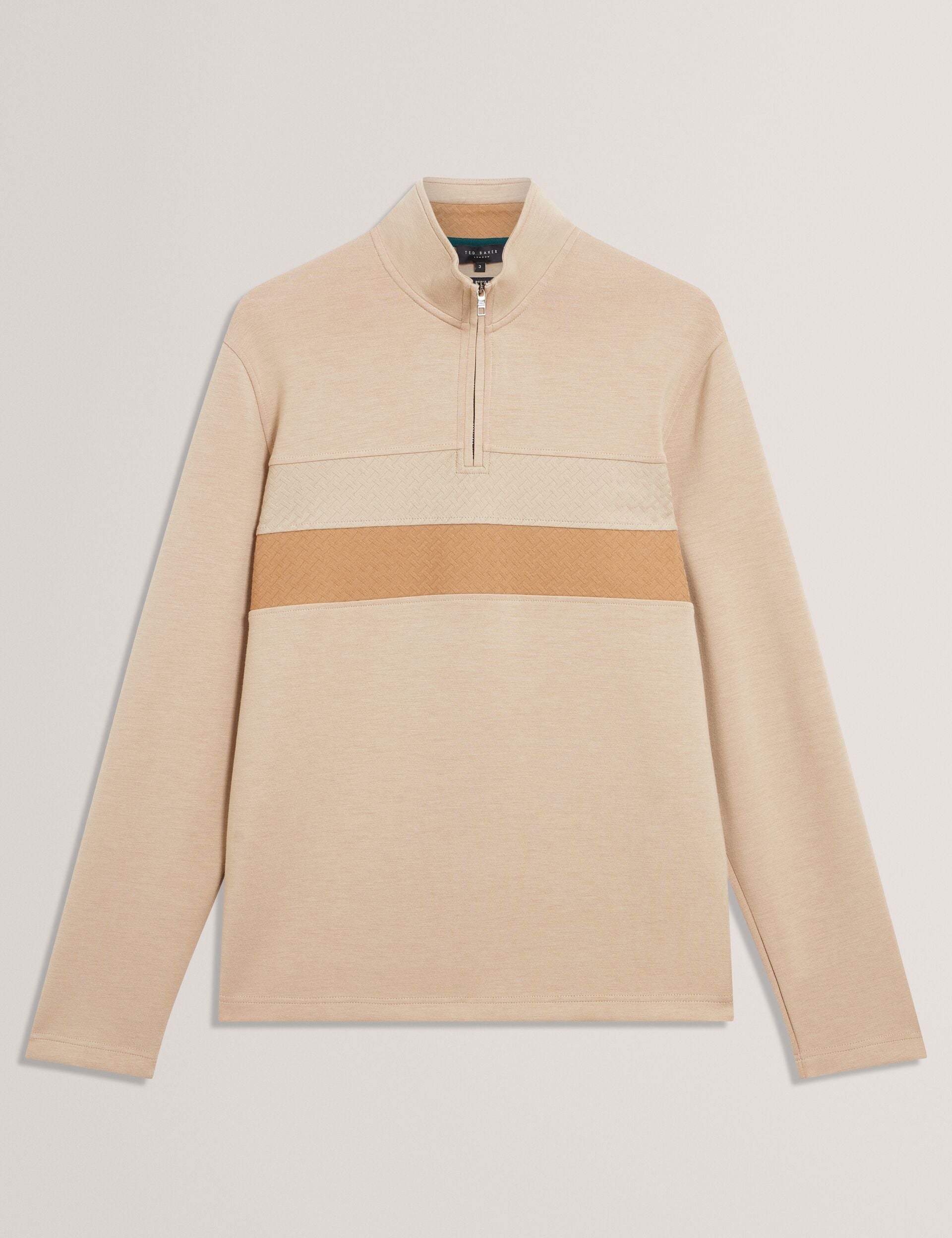 Ted Baker Viktoro Stripe Panel Zip Neck Sweatshirt