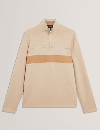 Ted Baker Viktoro Stripe Panel Zip Neck Sweatshirt