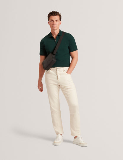 Ted Baker Cyrile Honeycomb Trim Zip Neck Polo Shirt