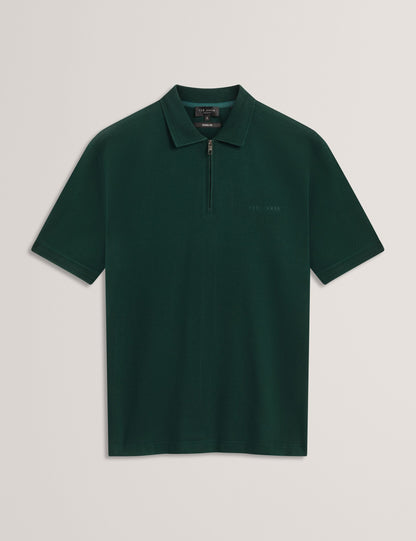Ted Baker Cyrile Honeycomb Trim Zip Neck Polo Shirt
