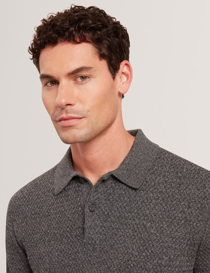 Ted Baker Janko Textured Stitch Knitted Polo Shirt