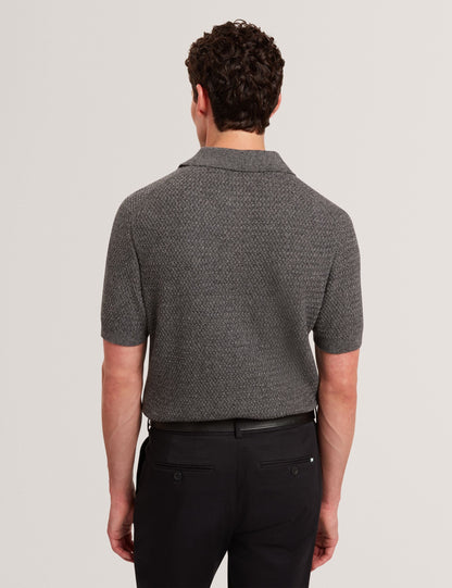 Ted Baker Janko Textured Stitch Knitted Polo Shirt