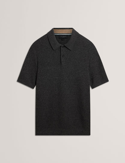 Ted Baker Janko Textured Stitch Knitted Polo Shirt
