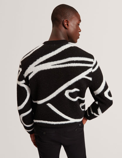 Ted Baker Oldrich Logo Graphic Brushed Wool Jumper