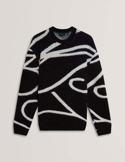 Ted Baker Oldrich Logo Graphic Brushed Wool Jumper