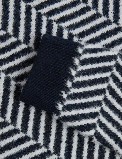 Ted Baker Sergej Zig Zag Print Wool Blend Jumper