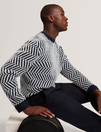 Ted Baker Sergej Zig Zag Print Wool Blend Jumper