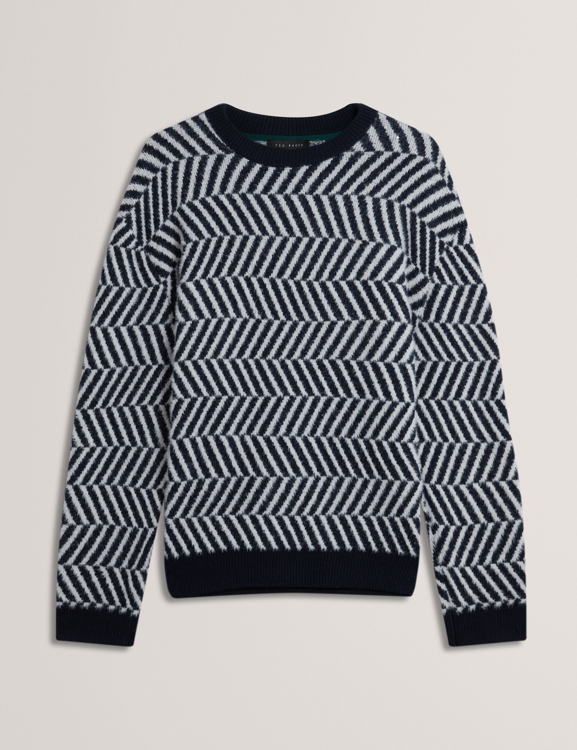 Ted Baker Sergej Zig Zag Print Wool Blend Jumper