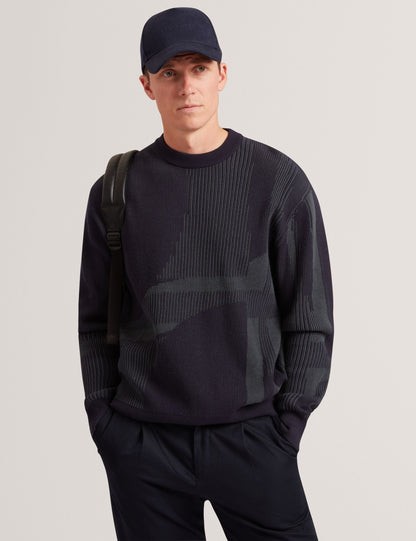 Ted Baker Wilan Abstract Graphic Ribbed Knit Jumper