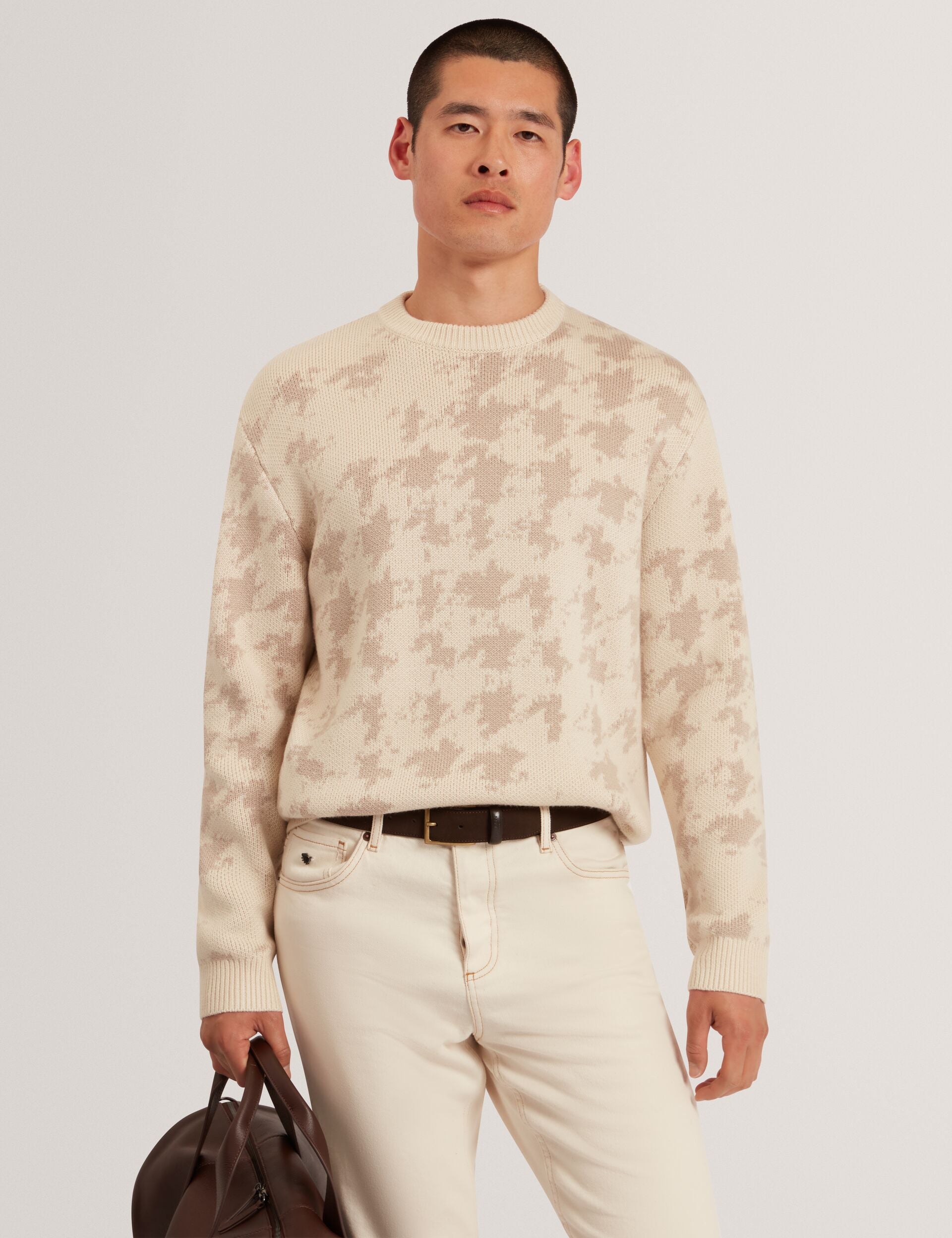 Ted Baker Zendayd Houndstooth Print Chunky Knit Jumper
