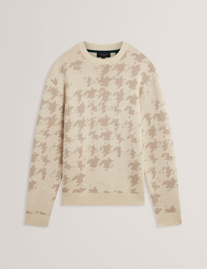 Ted Baker Zendayd Houndstooth Print Chunky Knit Jumper