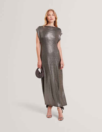Ted Baker Charcoal Metallic Weave Column Midi Dress Women's