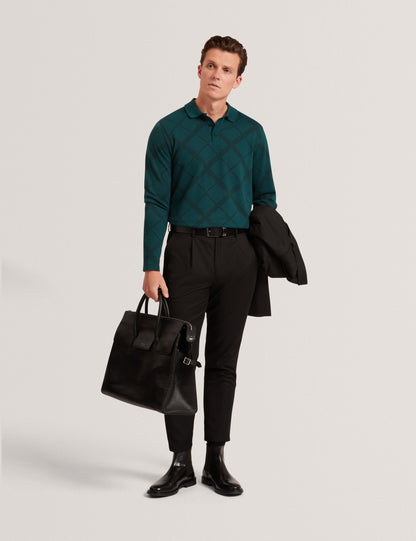 Ted Baker Havel Argyle Knit Long Sleeve Polo Shirt