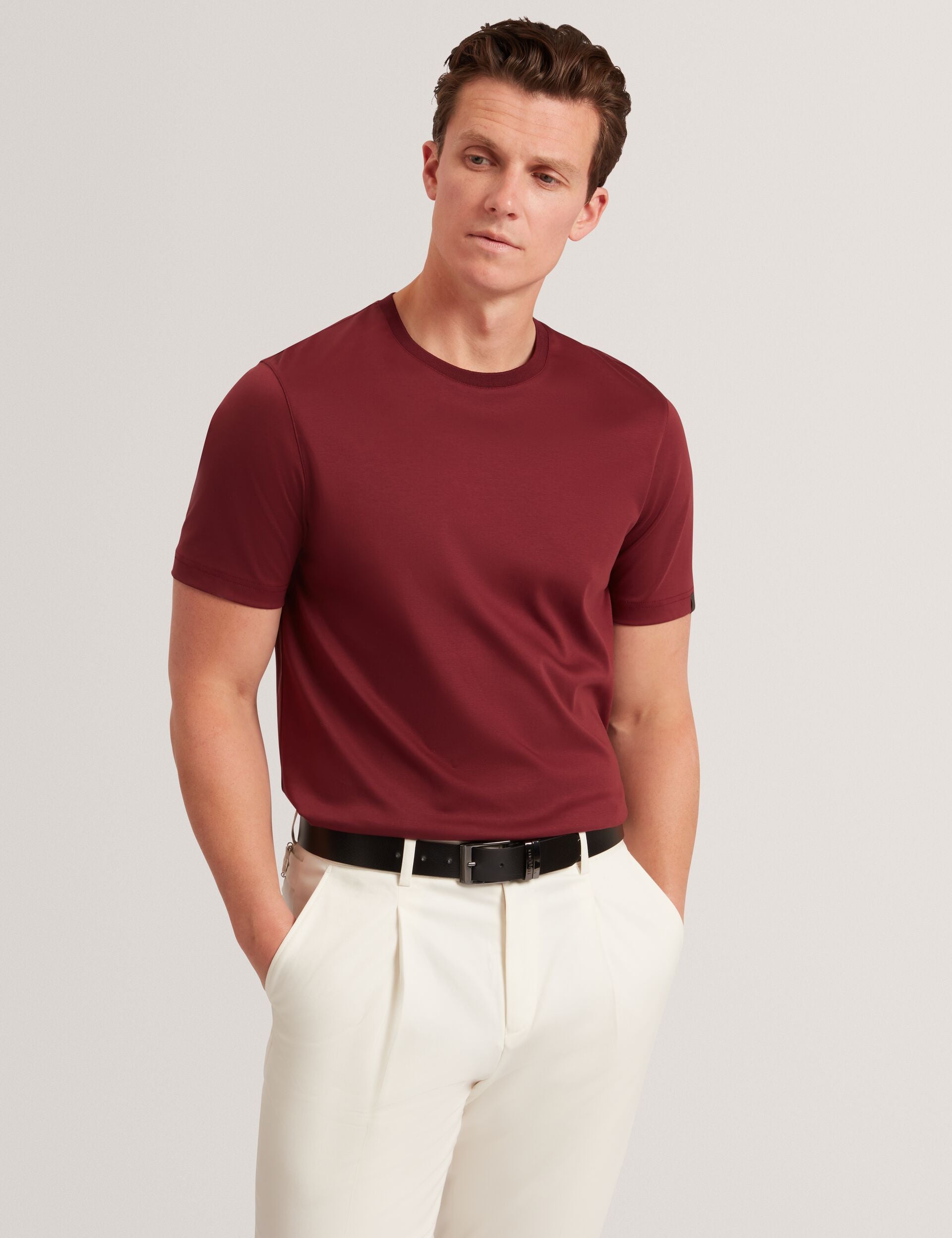Ted Baker Konrrad Soft Touch Crew Neck Tshirt In Maroon
