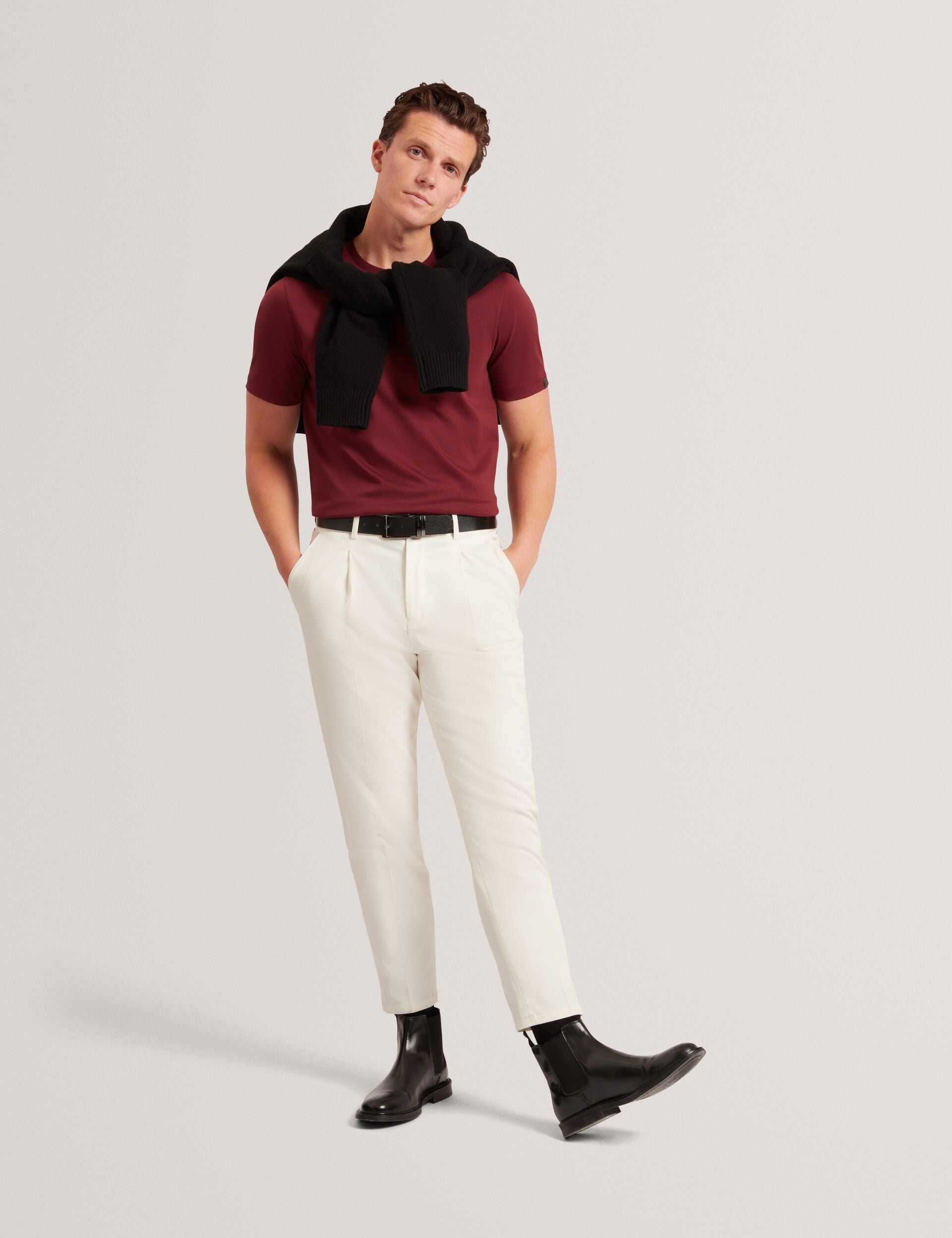 Ted Baker Konrrad Soft Touch Crew Neck Tshirt In Maroon