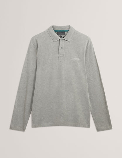 Ted Baker Woan Honeycomb Trim Pique Long Sleeve Polo