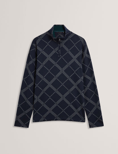 Ted Baker Kafii Argyle Print Jacquard Zip Neck Jumper