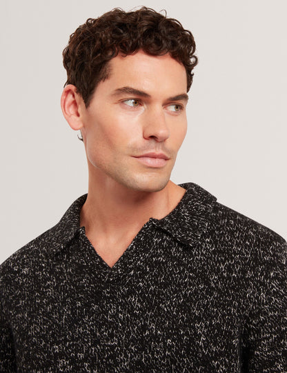 Ted Baker Berreto Melange Knit Long Sleeve Polo Shirt