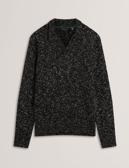 Ted Baker Berreto Melange Knit Long Sleeve Polo Shirt