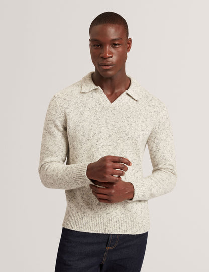 Ted Baker Berreto Melange Knit Long Sleeve Polo Shirt
