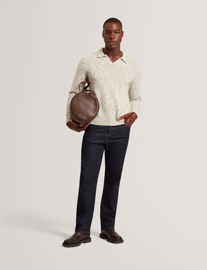 Ted Baker Berreto Melange Knit Long Sleeve Polo Shirt