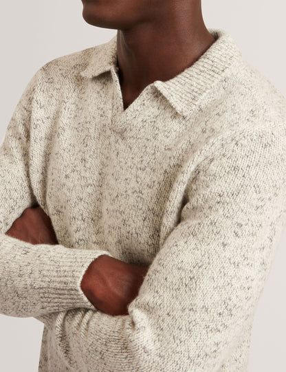 Ted Baker Berreto Melange Knit Long Sleeve Polo Shirt
