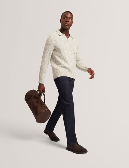 Ted Baker Berreto Melange Knit Long Sleeve Polo Shirt