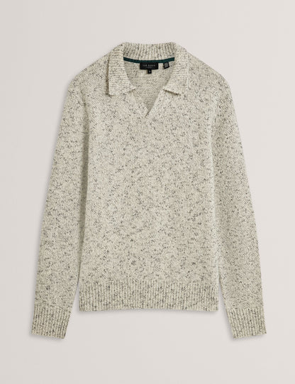 Ted Baker Berreto Melange Knit Long Sleeve Polo Shirt