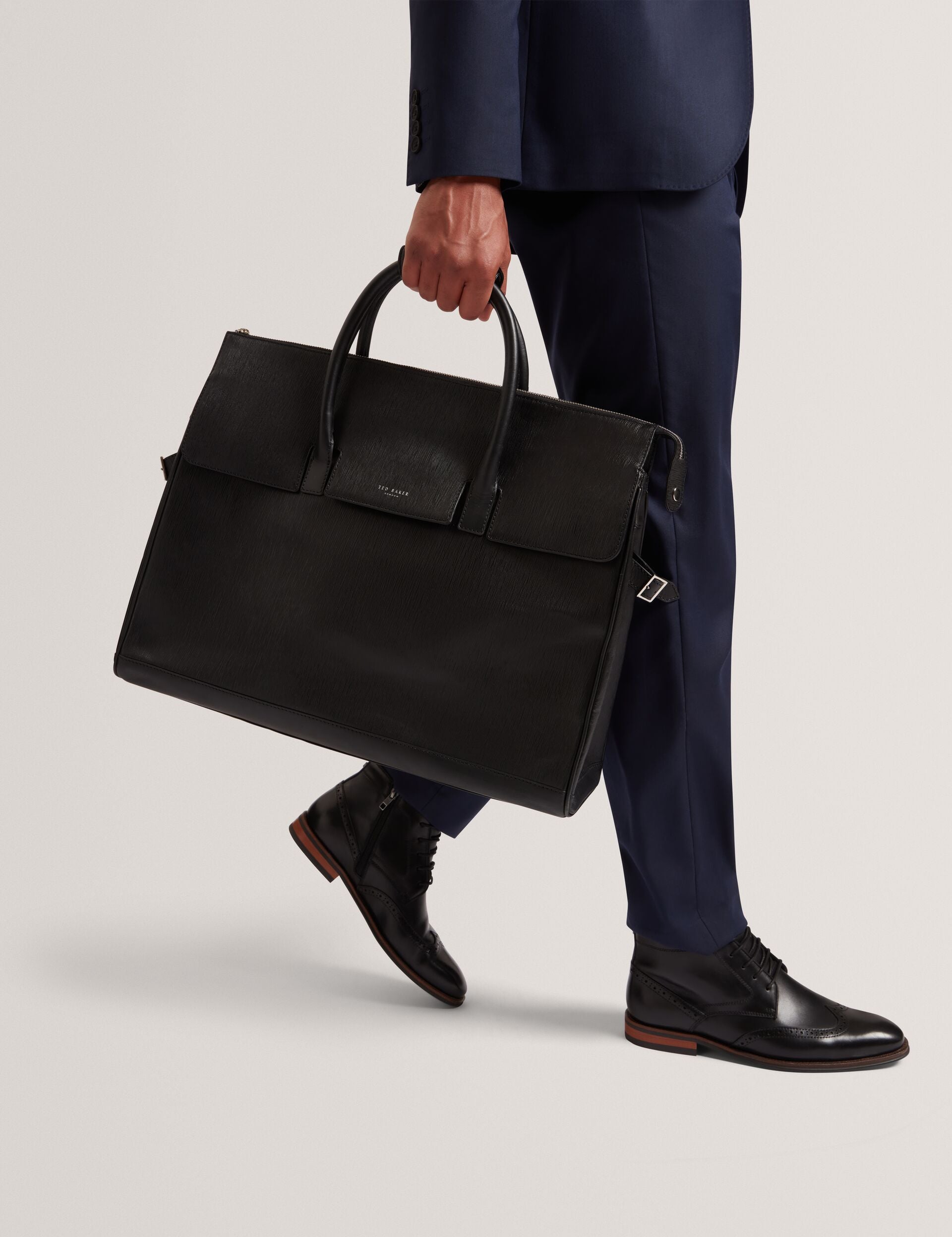 Ted Baker Bakers Bark Grained Leather Weekend Travel Bag