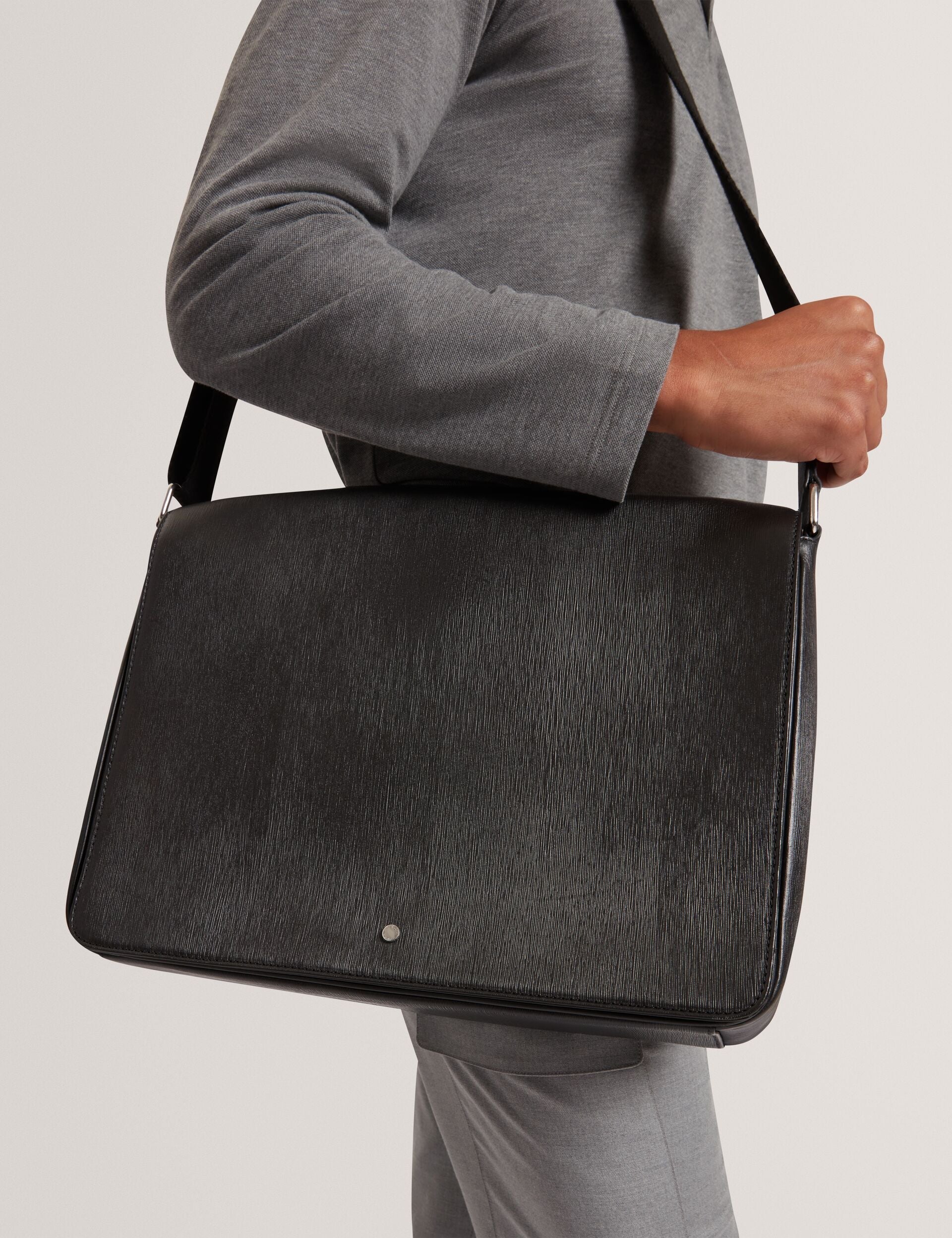 Ted Baker Barkly Bark Grained Leather Messenger Bag