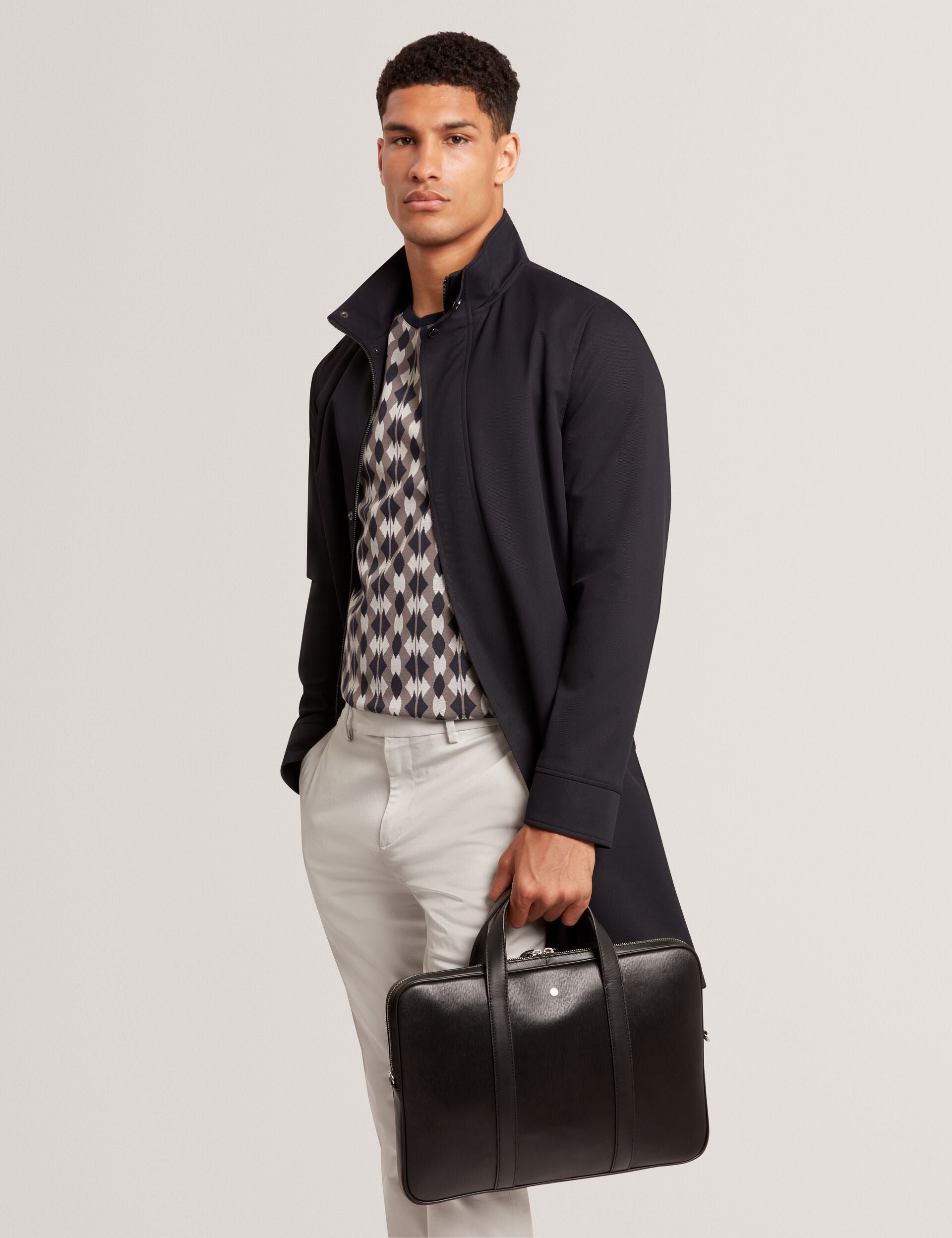 Ted Baker Baylon Bark Grained Leather 15Inch Laptop Bag