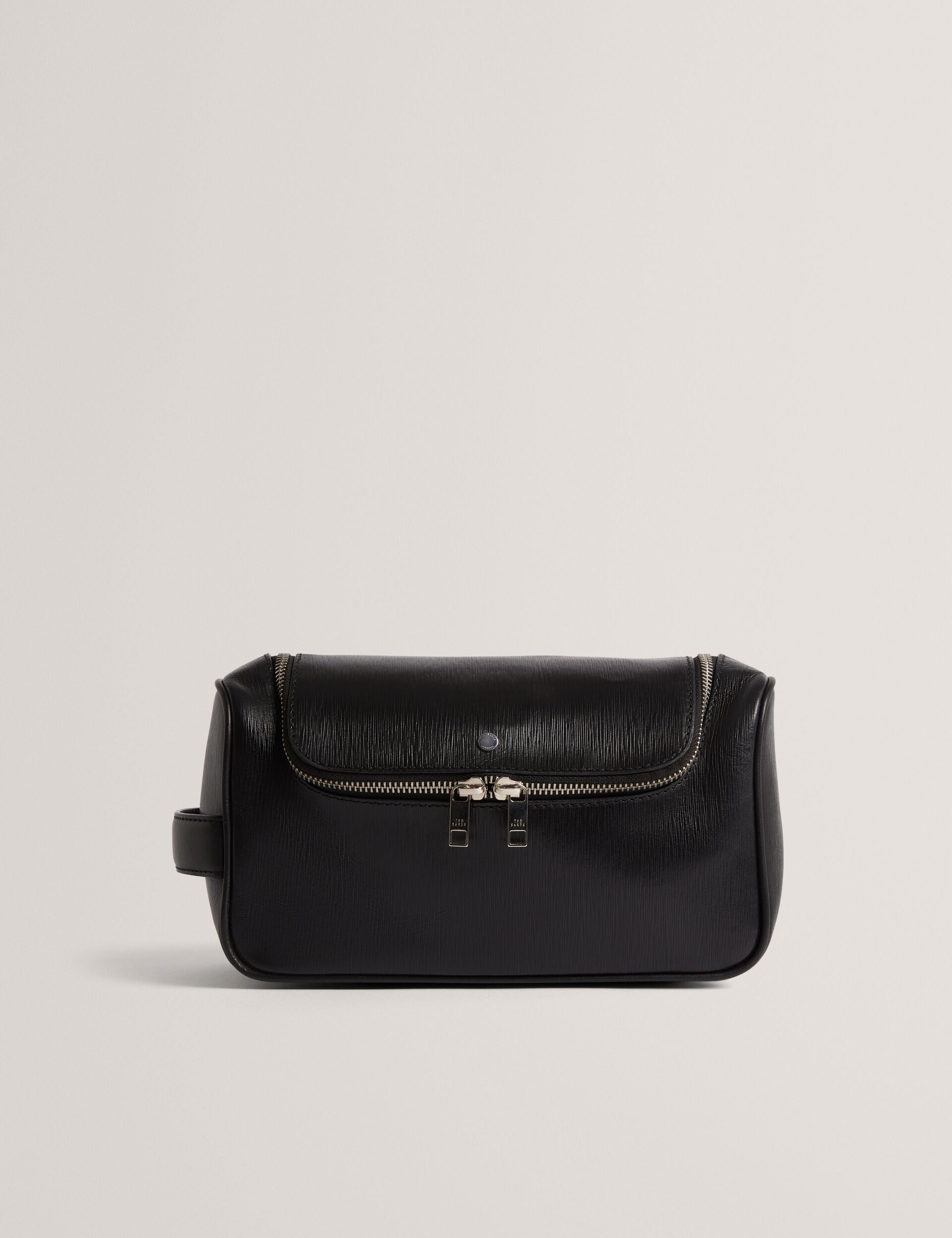 Ted Baker Baxley Bark Texture Leather Ziptop Wash Bag