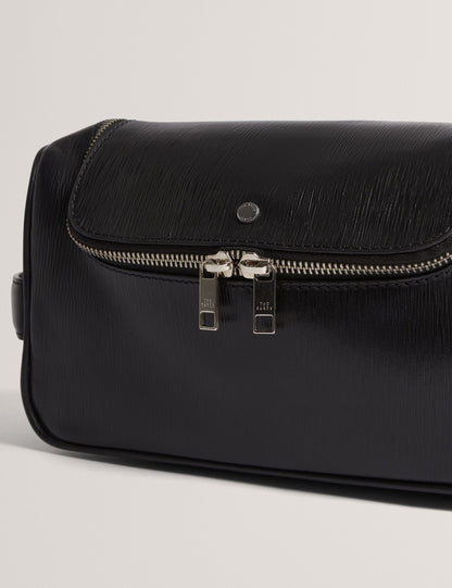 Ted Baker Baxley Bark Texture Leather Ziptop Wash Bag