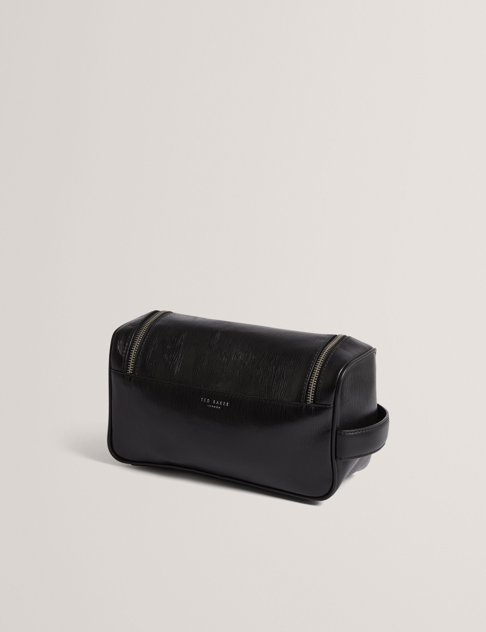 Ted Baker Baxley Bark Texture Leather Ziptop Wash Bag