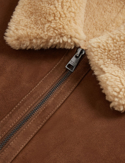 Ted Baker Wald Shearling Leather Aviator Jacket