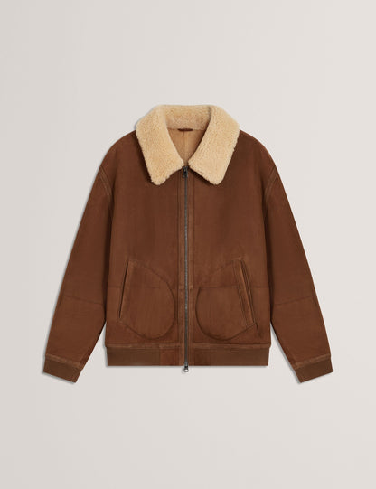 Ted Baker Wald Shearling Leather Aviator Jacket