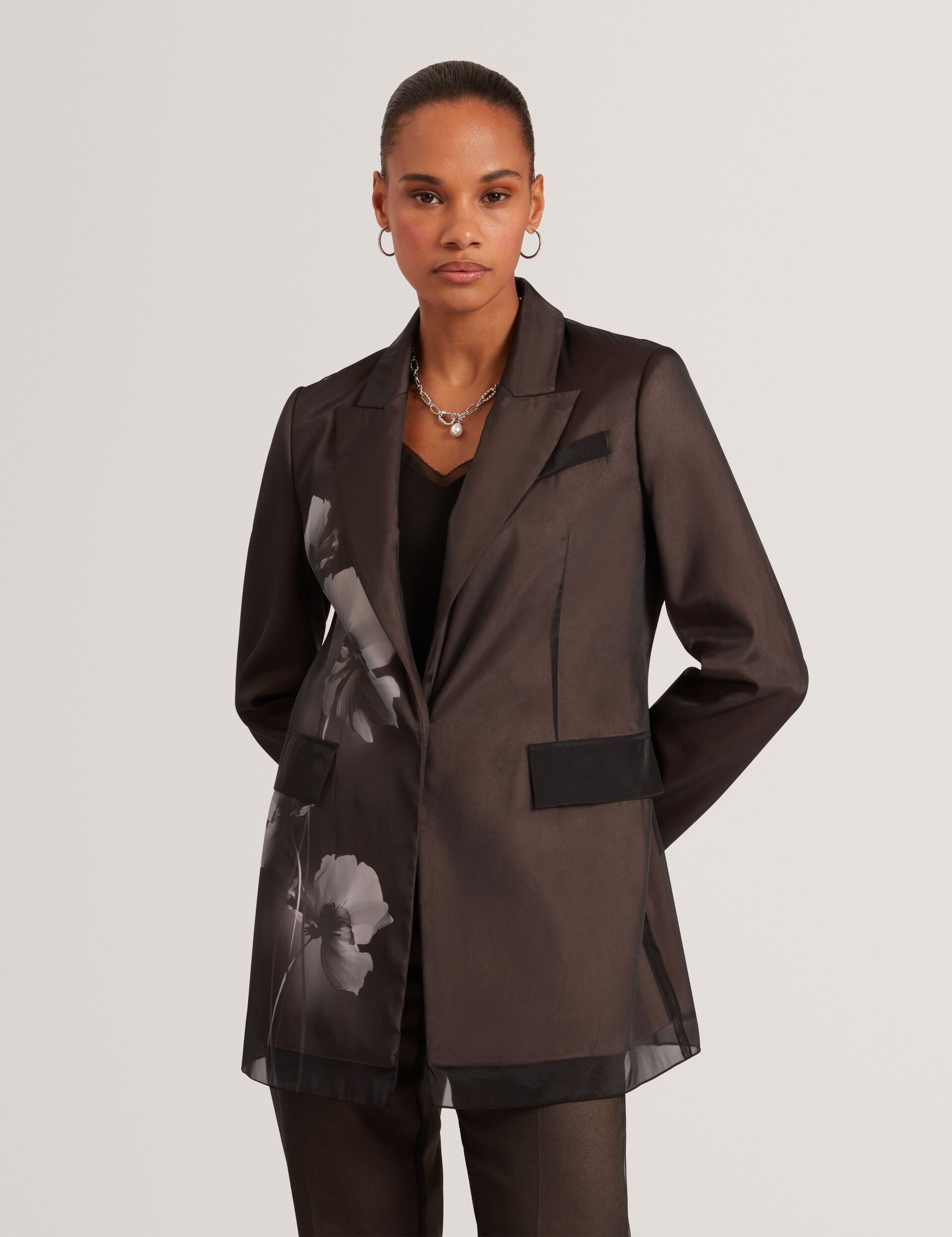 Ted Baker Nubiaa Floral Graphic Organza Overlay Blazer Women's